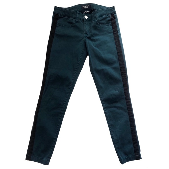 AEO | BLACK TUXEDO STRIPE TEAL JEGGING - Picture 3 of 5